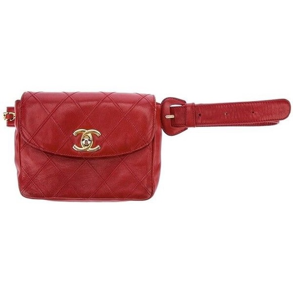 chanel belt bag red